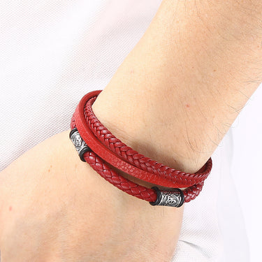 Pulseira Domo · Pulseira em pele vermelha