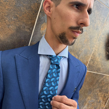Anzio · corbata con estampado azul - Barlovento de Biar