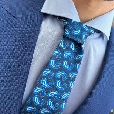 Anzio · corbata con estampado azul - Barlovento de Biar