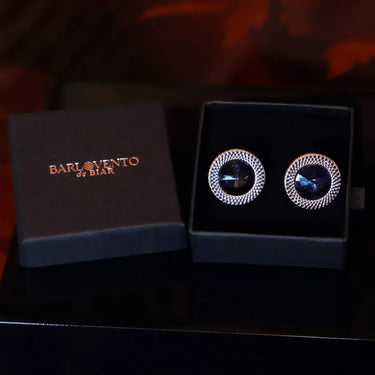 Conjunto de regalo de corbata y gemelos italianos de color azul - Barlovento de Biar