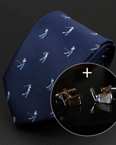 Conjunto de regalo de corbata y gemelos para golfistas - Barlovento de Biar