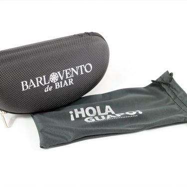 Pechón · gafas de sol cuadradas con vetas de madera y lentes azules - Barlovento de Biar