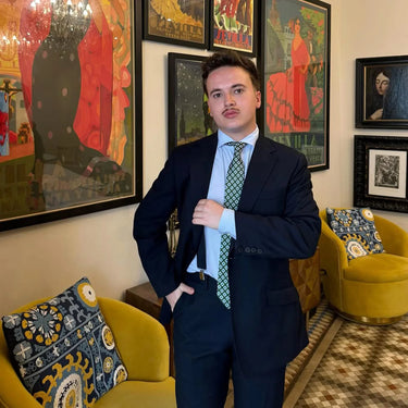 Marinella · corbata estilo italiano azul y verde