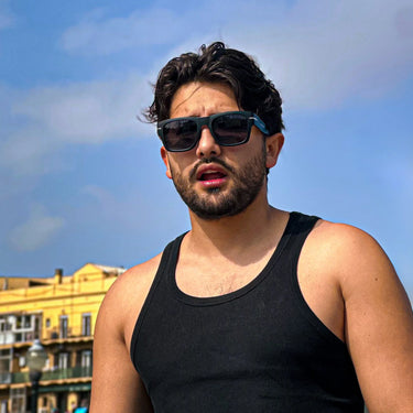 Ondarreta · gafas de sol cuadradas negras con protección UV400 y ribete metálico - Barlovento de Biar