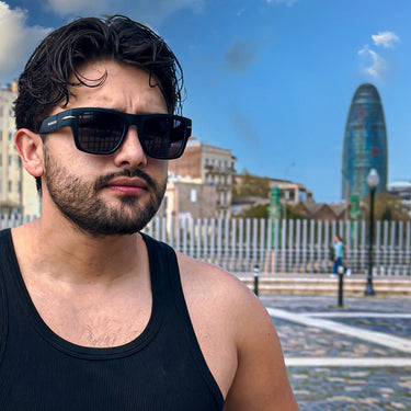 Ondarreta · gafas de sol cuadradas negras con protección UV400 y ribete metálico - Barlovento de Biar