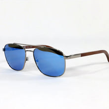 Oratori · gafas de sol grabadas con lentes azules y patillas de madera - Barlovento de Biar