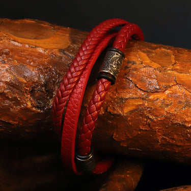 Pulseira Domo · Pulseira em pele vermelha