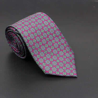 Roma · corbata italiana magenta con estampado geométrico - Barlovento de Biar