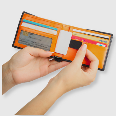 Zürich · Billetera de cuero genuino con interior naranja