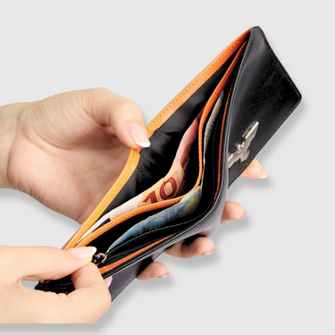 Zürich · Billetera de cuero genuino con interior naranja