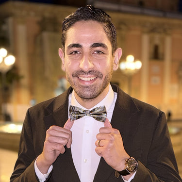 Albuquerque · juego de pajaritas con estampado paisley azul y dorado