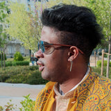 Oratori · gafas de sol grabadas con lentes azules y patillas de madera - Barlovento de Biar