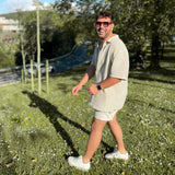 Pechón · gafas de sol cuadradas con vetas de madera y lentes azules - Barlovento de Biar