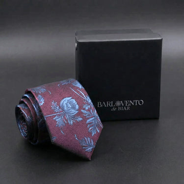 Acianos Azules · corbata burdeos con flores azules