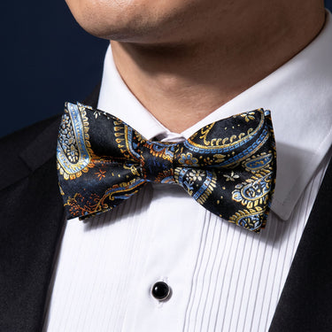 Albuquerque · juego de pajaritas con estampado paisley azul y dorado