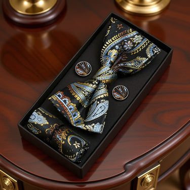 Albuquerque · juego de pajaritas con estampado paisley azul y dorado