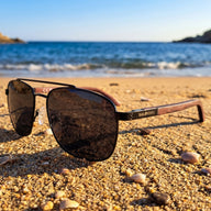 Almadraba · gafas de sol grabadas con patillas de madera