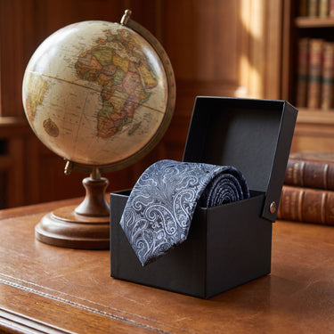 Alsace · corbata con estampado paisley gris