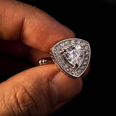 Altair · Triangular Cufflinks with Simulated Diamonds