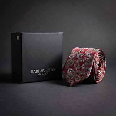 Aquitaine · corbata con estampado paisley roja