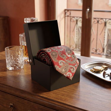 Aquitaine · corbata con estampado paisley roja