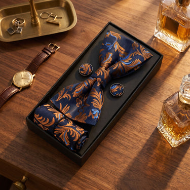 Austin · conjunto de pajarita azul y naranja