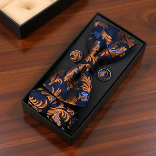 Austin · conjunto de gravata borboleta azul e laranja