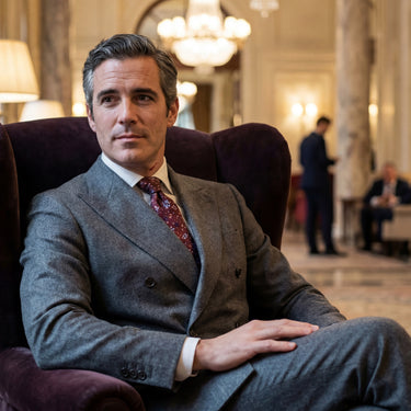 Auvergne · corbata floral de color rojo intenso