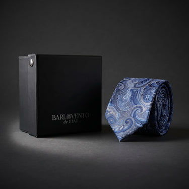 Bayonne · corbata con estampado paisley azul