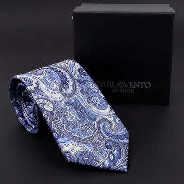 Bayonne · corbata con estampado paisley azul