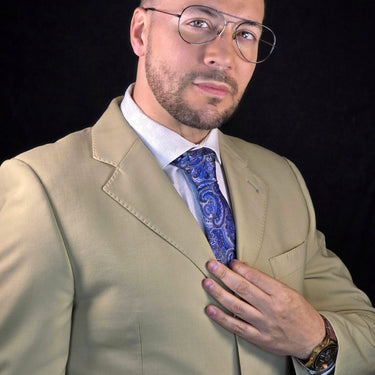 Bayonne · corbata con estampado paisley azul