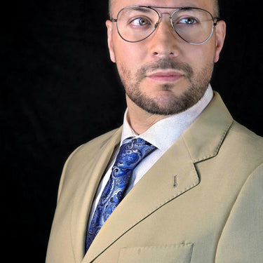 Bayonne · corbata con estampado paisley azul