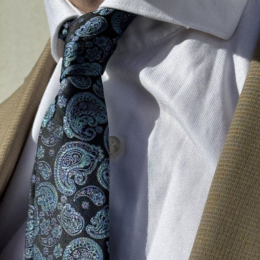 Gravata com estampado Paisley Azul Beaugency