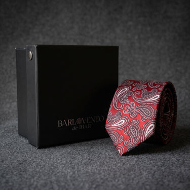 Beaujolais · corbata con estampado paisley roja