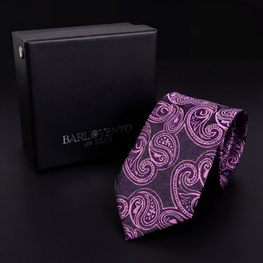 Bergerac · corbata con estampado paisley violeta y rosa