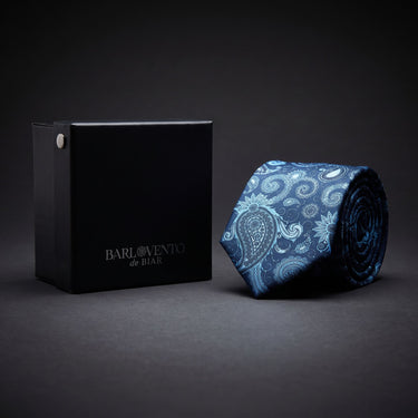 Biarritz · Gravata azul com estampado paisley 