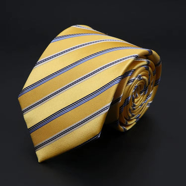 Birmingham · corbata de seda 100% a rayas amarillas, blancas y azules