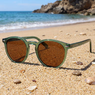 Bolonia · gafas de sol redondas de cristal verde con lentes marrones