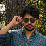 Bolonia · gafas de sol redondas de cristal verde con lentes marrones - Barlovento de Biar