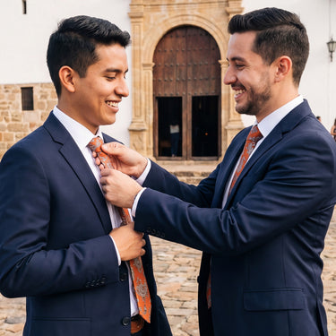 Bonifacio · corbata con estampado paisley naranja teja