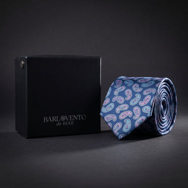 Bourdeaux · Gravata azul com estampado paisley 