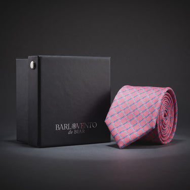 Bovalino · corbata coral con estampado de eslabones azules