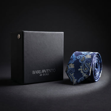 Brittany · corbata con estampado paisley azul