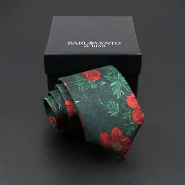Calibrachoas · corbata verde con flores rojas