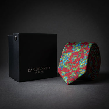 Carcassonne · Gravata com estampado paisley vermelho e verde
