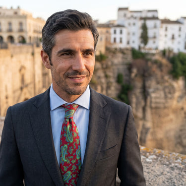 Carcassonne · Gravata com estampado paisley vermelho e verde