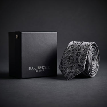 Chamonix · corbata con estampado paisley gris