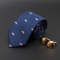 Conjunto de regalo de corbata y gemelos para amantes de los coches