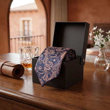 Comté · corbata con estampado paisley azul