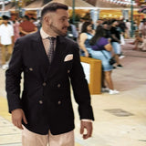 Conjunto de regalo de corbata y gemelos italianos de color azul - Barlovento de Biar